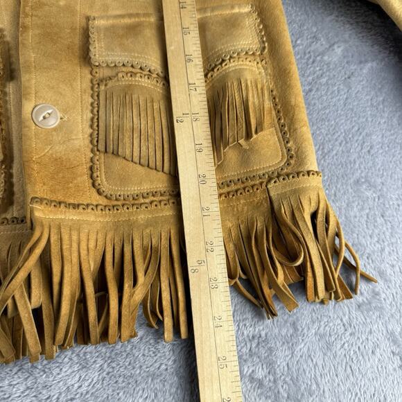 Vtg Handmade Leather Womens Jacket Western Fringe Rodeo Country Small Boho Retro - Picture 8 of 9